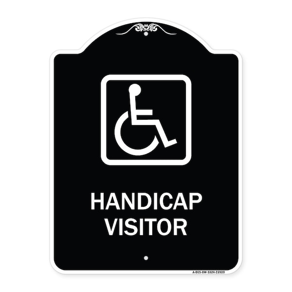 Signmission Handicap Visitor With Graphic Heavy-Gauge Aluminum Architectural Sign, 24" x 18", BW-1824-23920 A-DES-BW-1824-23920 - main